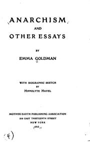 Delete this entry: Anarchism and other essays (1910, Mother Earth publishing association)