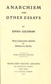 Delete this entry: Anarchism, and other essays (1917, Mother Earth Pub. Association)